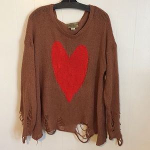 Wild fox red heart sweater